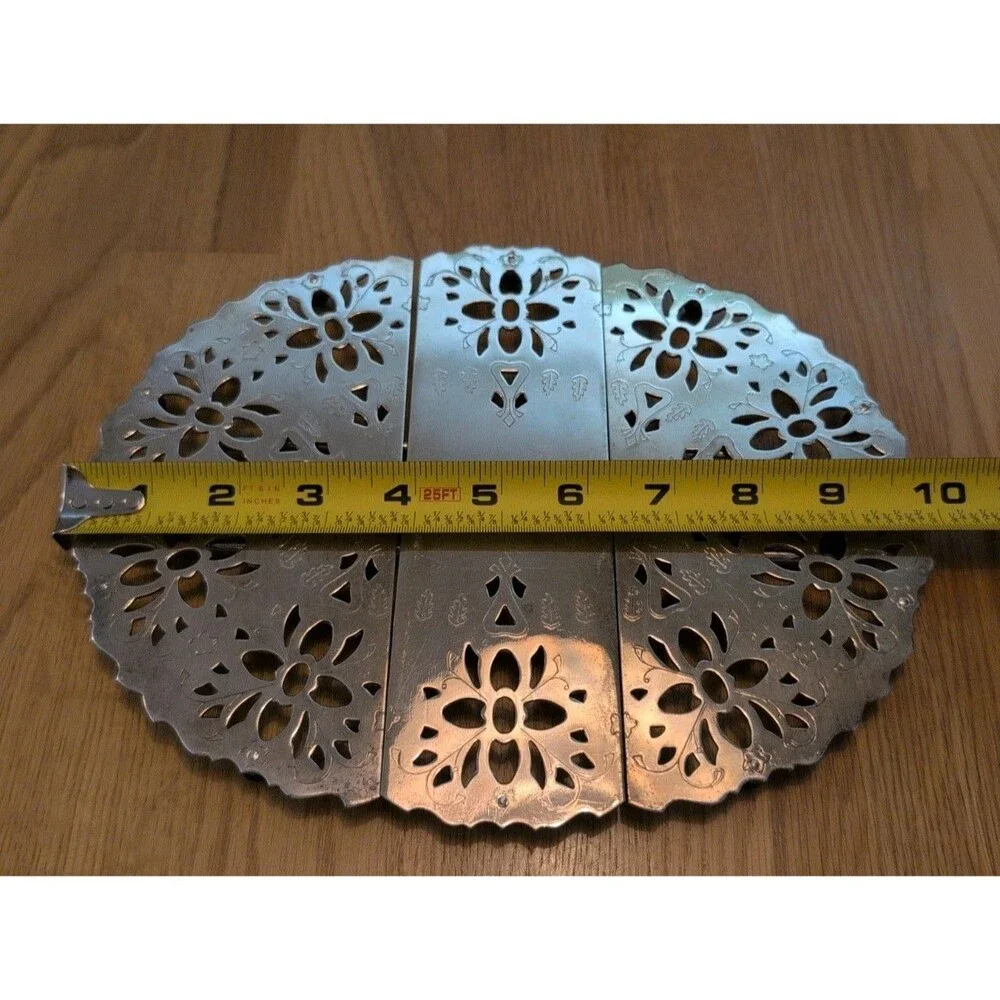 Vintage Silverplate Expandable Trivet Ornate Scroll Design Cottage Core 10-12x8